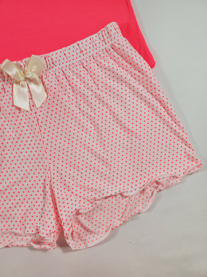 Women's Classic pajama set pink dots shorts fuchsia blouse - Princess Pajamas