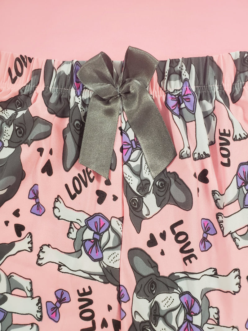 Women's Pajama set pink shorts puppies theme pink blouse - Princess Pajamas