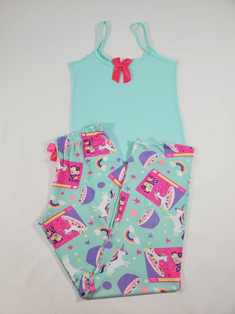 Women's Classic pajama set XL jade pants breakfast cereals theme jade blouse - Princess Pajamas