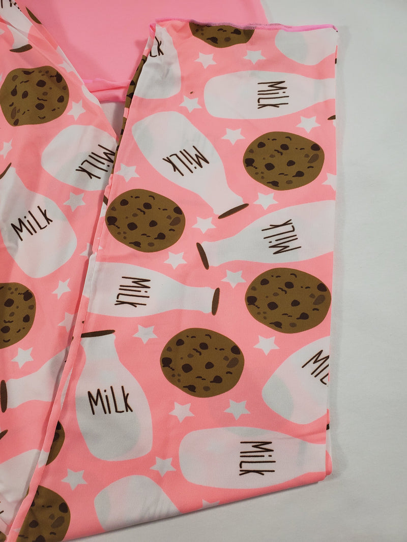 Women's Classic pajama set pink pants milk and cookies theme pink blouse - Princess Pajamas