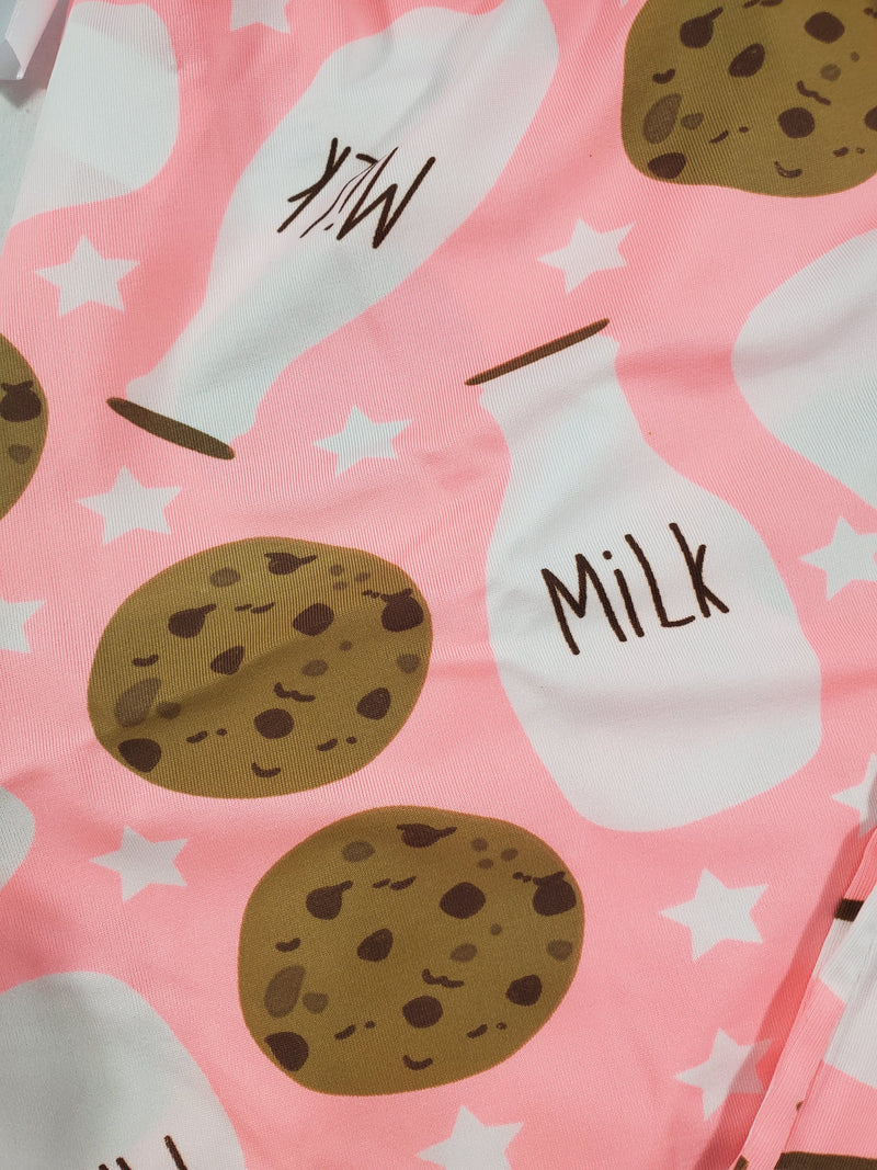 Women's Classic pajama set pink pants milk and cookies theme pink blouse - Princess Pajamas
