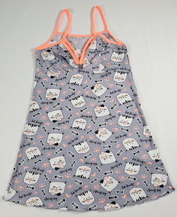 Gray Women's nightie pink trim kitten theme - Princess Pajamas