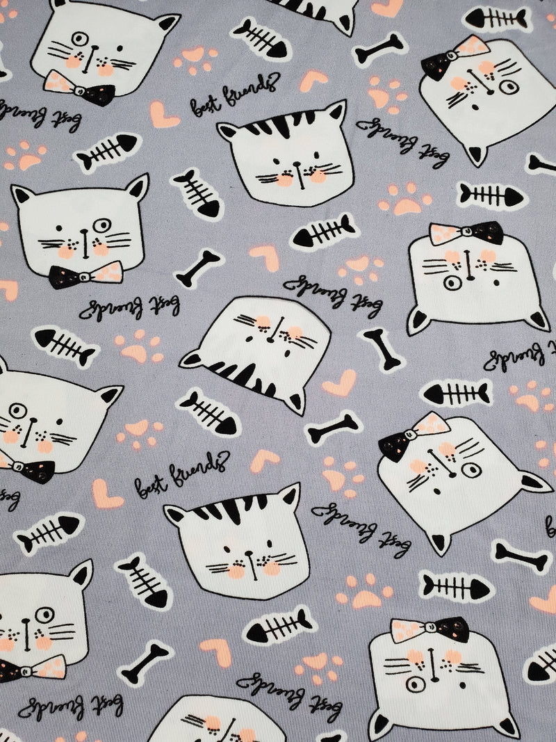 Gray Women's nightie pink trim kitten theme - Princess Pajamas