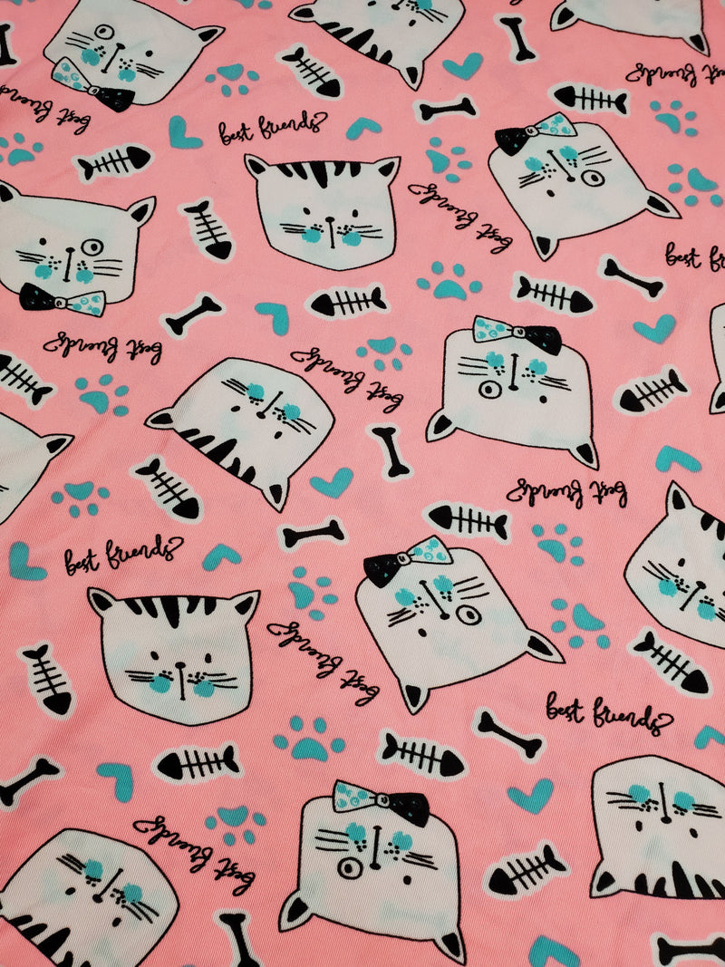 Pink Women's nightie black trim kitten theme - Princess Pajamas
