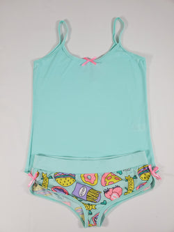 Sexy Women's pajama jade short shorts breakfast theme jade blouse - Princess Pajamas