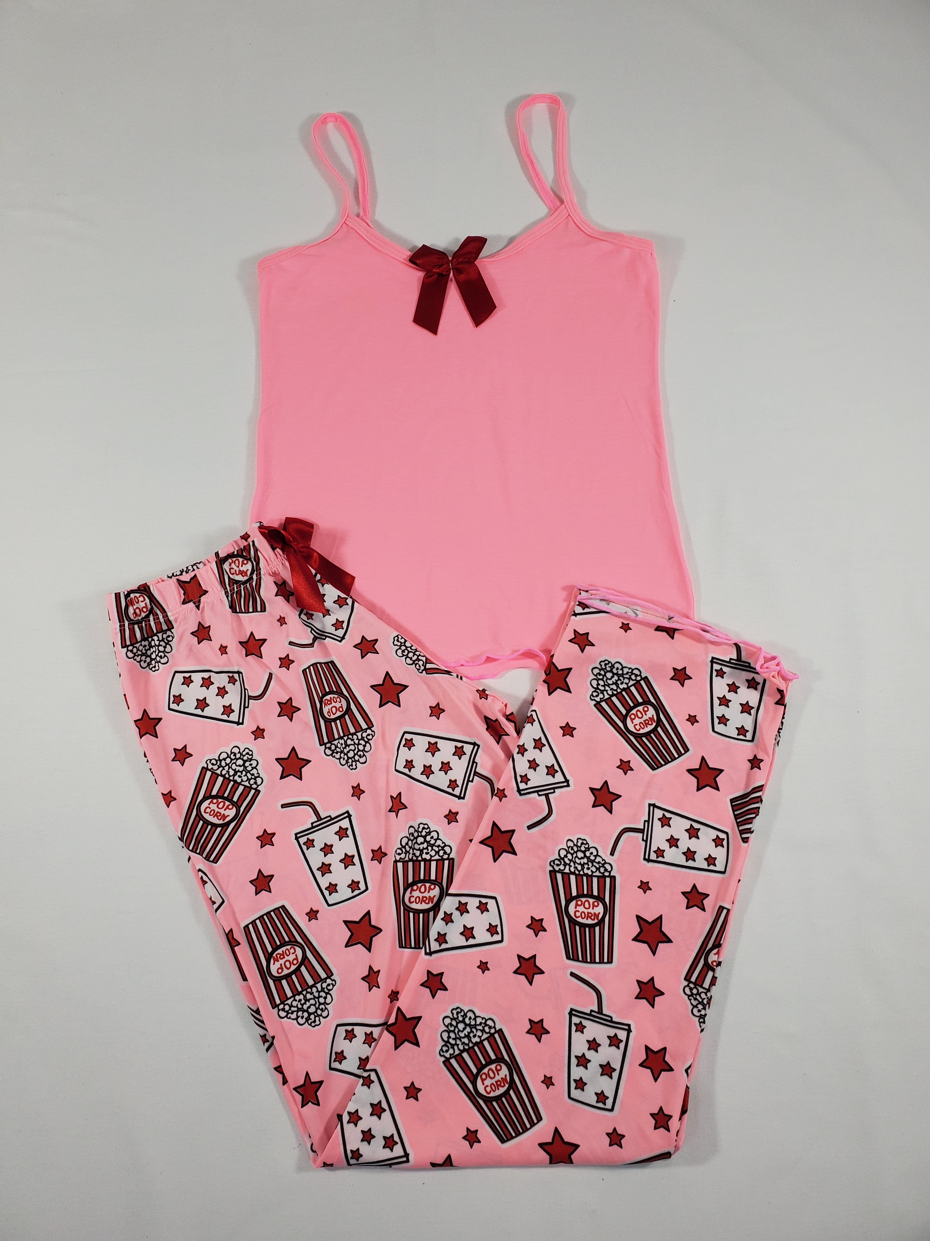 Pijama rosa pantalones estrellas y palomitas rosa blusa Princesa