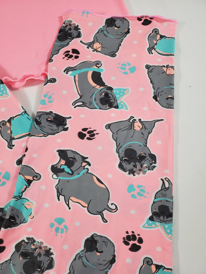 Women's Pajama set pink pants puppies theme pink blouse - Princess Pajamas