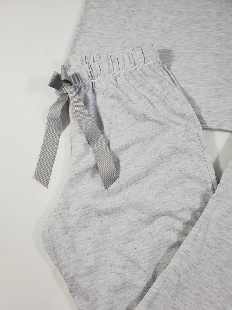 California Women's pajama set gray pants gray short sleeve shirt smiley face image - Princess Pajamas