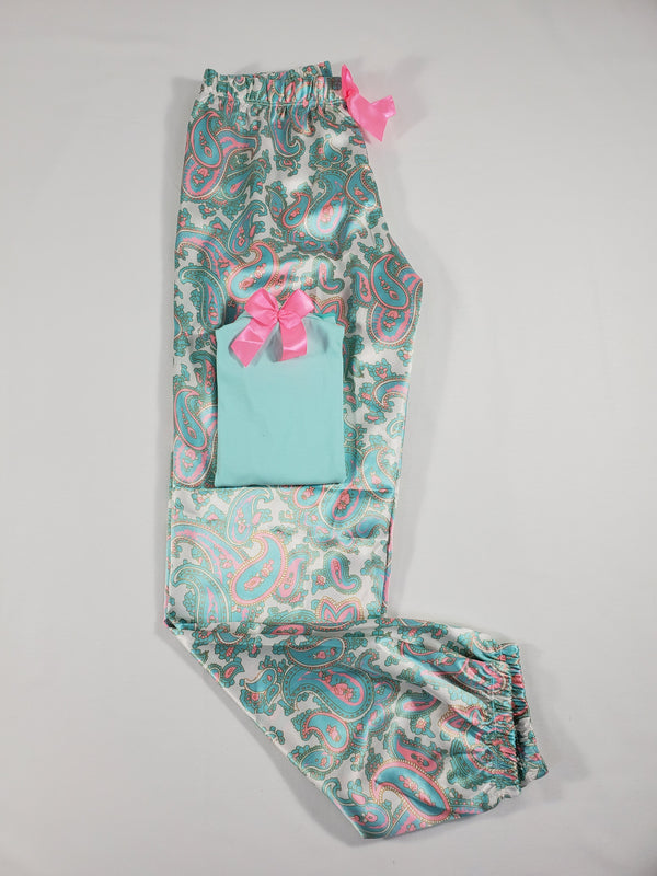 Sexy satin jade Women's pajama pants Arabian theme jade blouse - Princess Pajamas