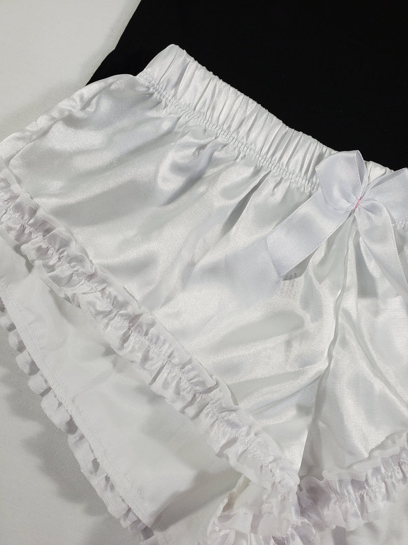Sexy Women's pajama white satin shorts black blouse - Princess Pajamas
