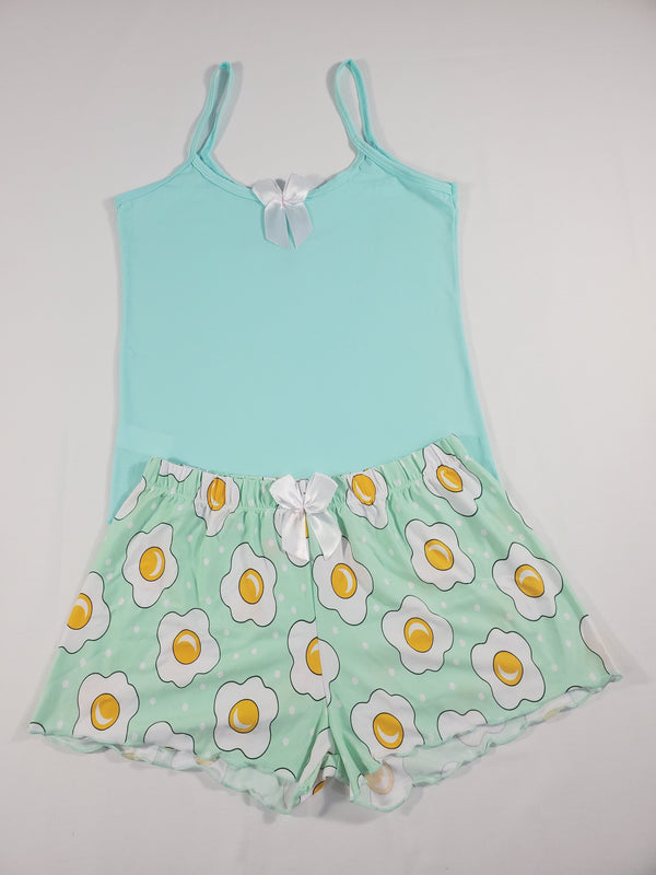 Jade Classic Women's pajamas shorts fired eggs theme jade blouse - Princess Pajamas